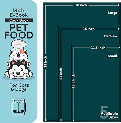 PetHappily Dog Food Mat - Raised Edges Dogs Mat for Food and Water Prevent Spill, Waterproof Cat Food Mats Protect Floors, Easy Clean Dog Bowl Mats for Food and Water, Silicone Pet Food Tray