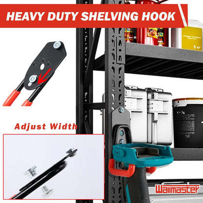 Wallmaster Garage Hooks Organizer Kit,12 Pack Adjustable Heavy Duty Shelving Hook,Wall Mount Utility Steel Garage Organization, for Organizing Garden Tools