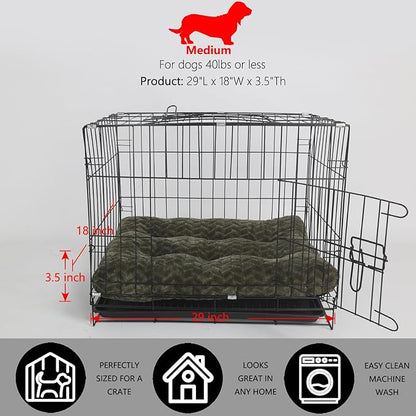 Necesitar 30 Inch Dog Crate Bed for Medium Dogs Washable Soft and Comfy Kennel Pad with Anti-Slip Comfy Sleeping Pillow Up to 40 lbs Pets,30x19 Olive Green