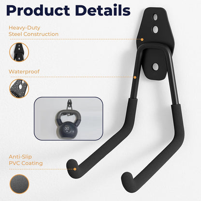 28 Pack Steel Heavy Duty Garage Hooks Storage Hooks with Anti-Slip Coating, Utility Garage Wall Mount Hanger and Organizer for Bikes, Ladder, Rope, Broom, Shovel and Garden Power Tools (28, Black)
