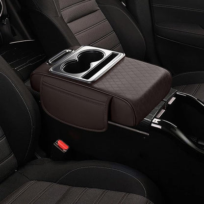 Car Center Console Pad Armrest Cushion Pad Anti Slip Car Decoration with Cup Holder Tissue Box Slot for Car SUV, Style F