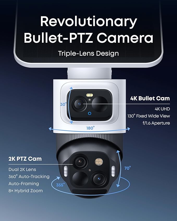 eufy Security eufyCam S4, 4K Solar Camera Wireless Outdoor, Triple Lens