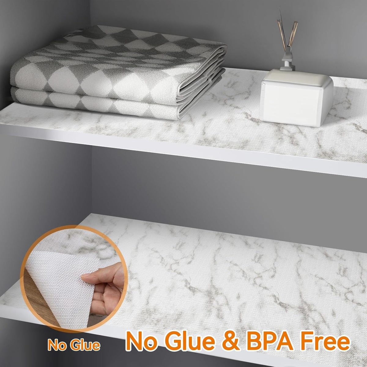 Shelf and Drawer Liner for Kitchen Cabinets Non-Adhesive, Strong Grip Non-Slip Thickened Cabinet Liners for Shelves, Waterproof Mats for Dresser Cupboard, White, 17 in x 30 Feet
