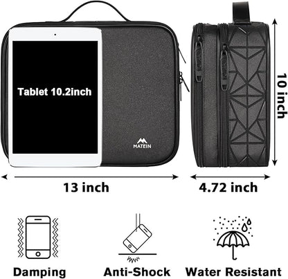 MATEIN Cord Organizer Case with Adjustable Divider, DJ Cable File Bag for DJ Gear, Sound Instrument and Music Equipment Accessories, Shockproof Portable Double Layer Cord Bags, Black