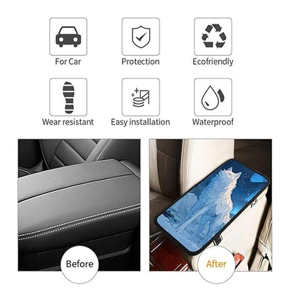 White Wolf Stands On The Snow Car Auto Armrest Cushion Cover Accessories Center Console Seat Box Pad Protector Universal Decoration for Most Vehicle SUV Truck