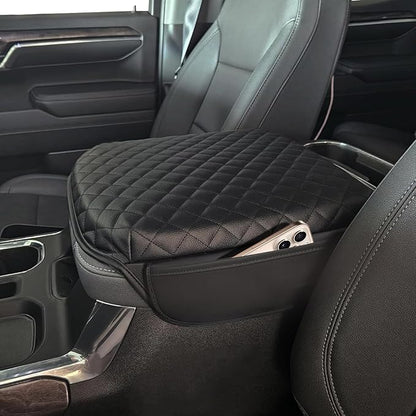 Center Console Armrest Cover for GMC Sierra & Chevy Silverado 2019-2025, Tahoe & Suburban & Yukon 2021-2025, Bucket Seat Thickened Arm Rest Cushion Pad, Anti-Scratch Full Protector Accessories