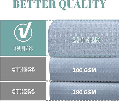 eachope ForstBlue No Hook Waffle Weave Shower Curtain with snap-in Liner Replacement, 230GSM Waterproof Fabric Hotel Shower Curtain Set for Bathroom, Through Mesh Top Window,54Wx80H