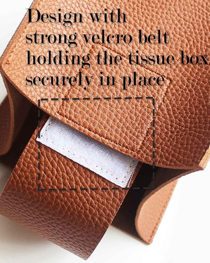 Tissue Box Cover Rectangular Leather – with Bottom Belt [JESMINI, Camel] Modern PU Leather Rectangle Tissue Holder Decorative for Bathroom Vanity Countertop/Night Stands/Office Desk