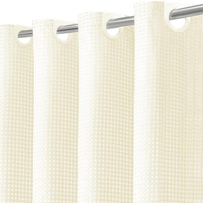 Inhousolu No Hook Waffle Weave Shower Curtain with Removable Snap in Fabric Liner Set for Bathroom, 230 GSM Heavy Duty Weighted Hem, Water Repellent Washable Bath Curtains, 72 x 84 Inch, Ivory