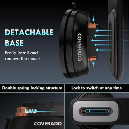 Coverado for 15W Magsafe Car Mount Charger, QI2 Wireless Car Charger Phone Holder fwith Adjustable Aluminum Alloy Arm, Magnetic Car Phone Holder Suction Cup for iPhone 17/16/15/14/13/12
