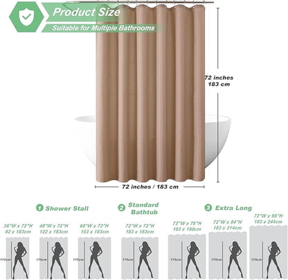 meioro Beige Shower Curtain, Waffle Weave 256GSM Heavy Duty Textured Fabric Shower Curtains for Bathroom Hotel Spa, Luxury Weighted Polyester Cloth Bath Curtain Set with 12 Hooks, 72Wx84H