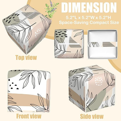 BLYKVGHQ Square Tissue Box Cover Boho Tropical Leaves Tissue Box Holder Facial Cube Paper Dispenser Leather Decorative Organizer Home Office Desk Decor, 5.2"x5.2"x5.2"