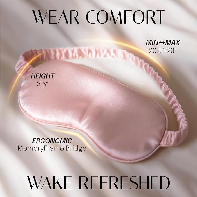 OLESILK Silk Sleep Mask, 100% Mulberry Silk Eye Mask for Sleeping, Double Layer Filling and Elastic Strap, Travel and Nap, Soft Eye Cover Eyeshade with Luxury Bag and Ear Plugs, Pink