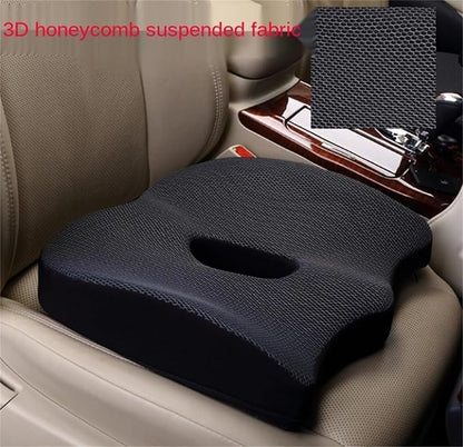 Heightening Wedge Car Seat Cushion Pad for Driving with Comfort Memory Foam, Curved Design Closely Adheres to The Lumbar Spine and Buttocks, Relieving Fatigue Broader Vision (Waist Cushion,Black)