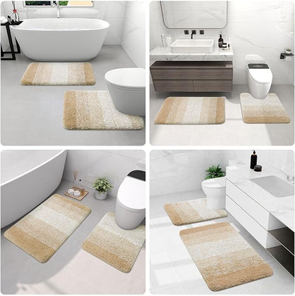 Arotive Microfiber Bathroom Rugs, Shaggy Soft and Absorbent Bath Rug, Non-Slip, Thick Plush Machine Washable Dry Bath Mats for Bathroom, Tub and Shower, 70x24, Camel, Rectangular