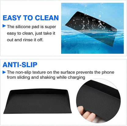Autorder Wireless Charging Anti-Slip Mat for 2024-2026 Mazda CX-90 CX90/2025-2026 CX-70 CX70 Accessories Anti-Dust Center Console Protective Pad Silicone Wireless Charging Pad for CX90 CX70