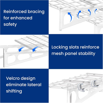 LEXIMOUNTS 2-Pack 2x4ft Garage Shelving with Hooks, 24-inch-by-48-inch Wall Shelf Garage Storage Racks Floating Shelves, White