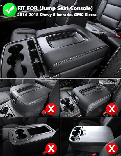 KBH Center Console Armrest Cover for 2014-2018 Chevy Silverado & GMC Sierra, 40/20/40 Jump Seat, Middle Console Lid Protector with Middle Cut, Anti-Scratch, Black