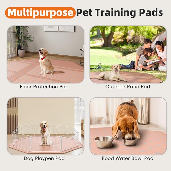 PJYuCien Washable Pee Pads for Dogs 2 Pack, 89" x 33" Octagonal Non-Slip and Leak-Proof Pee Mat, Puppy Training Pads for Whelping, Playpen, Crate, Bed （24/30/36/42'' 8 Panels Pen）