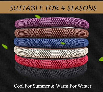Cxtiy Universal Car Steering Wheel Cover Cool for Summer Warm for Winter Steering Wheel Cover Fit Most of Cars SUV Auto Vehicle (C-Blue)