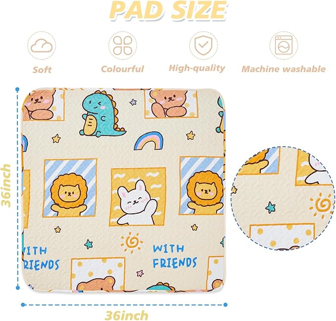PJYuCien Washable Dog Playpen Mat, 36”x 36”, Leak-Proof Reusable Puppy Pee Pads, Non-Slip Pee Mat for Whelping Pads, Crate, Potty Training, Puppy Playpen (Note: Mat Only, Playpen Not Included)