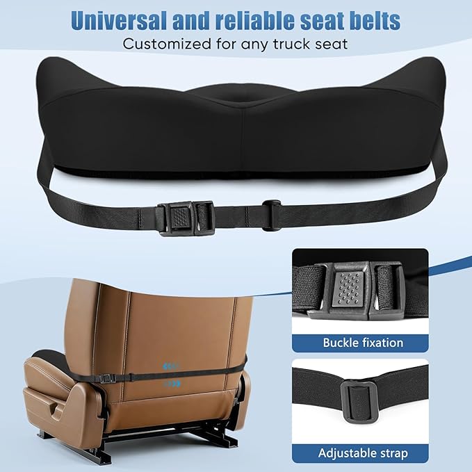 Car Seat Cushion for Truck and Car Drivers - Prevents Bedsores & Relieves Long-Drive Pain, Therapeutic Support for Sciatica, Hemorrhoids, Tailbone and Prostate, Enhanced View with Anti-Slip Base