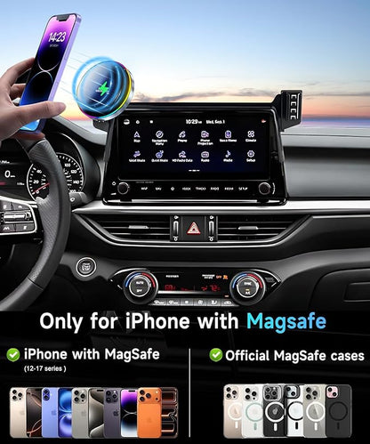 Car Phone Holder for Kia Forte 2022 2023 2024 Accessories Apply to 10.25 Inch Touchscreen 15W Fast Wireless Charger Screen Fixed Clip HandsFree Cell Phone Mount 360° Rotation