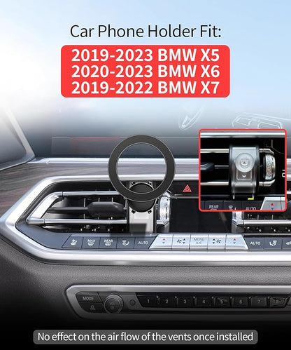 Car Phone Holder for BMW X5 2019-2023 / X6 2020-2023 / X7 2019-2022 Accessories, 360° Rotation Phone Mount Compatible with MagSafe, Cell Phone Holder Does Not Affect Air Vent