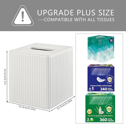 XNONE PU Leather Tissue Box Cover Square Tissue Box Holder for Bathroom Vanity Countertop Night Stands Bedroom Office Desk,Modern Tissue Decorative Organizer with Magnetic Closure (Cream White)