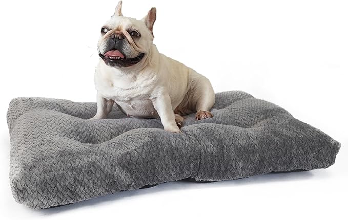 Medium Dog Beds for Crates Washable 30 Inch Dog Crate Bed Soft and Fluffy Pads for Cages Up to 40 lbs Pet Bed Mat Pillows Kennel Pads for Crates Jacquard Dark Grey