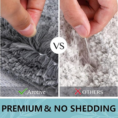 Arotive Microfiber Bathroom Rugs, Shaggy Soft and Absorbent Bath Rug, Non-Slip, Thick Plush Machine Washable Dry Bath Mats for Bathroom, Tub and Shower, 70x24, Grey, Rectangular