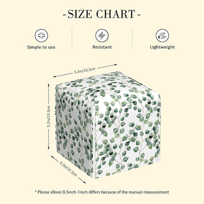 POIUBLE Leather Tissue Box Holder Green Eucalyptus Leaves Tissue Box Cover Square Waterproof Tissue Holder Organizer Modern Napkin Holder for Bedroom Dresser Night Stand Office Desk