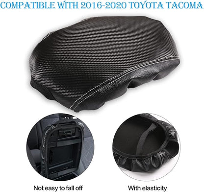 CHEAYAR Leather Car Auto Center Console Armrest Cushion for Toyota Tacoma Accessories 2016-2018 2019 2020 American Flag (Carbon Fiber Pattern-Leather)