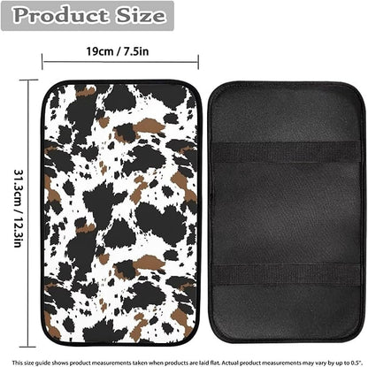 Automotive Center Console Armrest Cover, Cow Print Universal Armrest Box Protector with Elastic Bands,Car Interior Decor,Easy to Install
