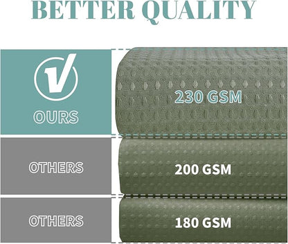 eachope SageGreen Extra Long No Hook Waffle Weave Shower Curtain with snap-in Liner Replacement, 230GSM Waterproof Fabric Hotel Shower Curtain Set for Bathroom, Through Mesh Top Window,71Wx86H