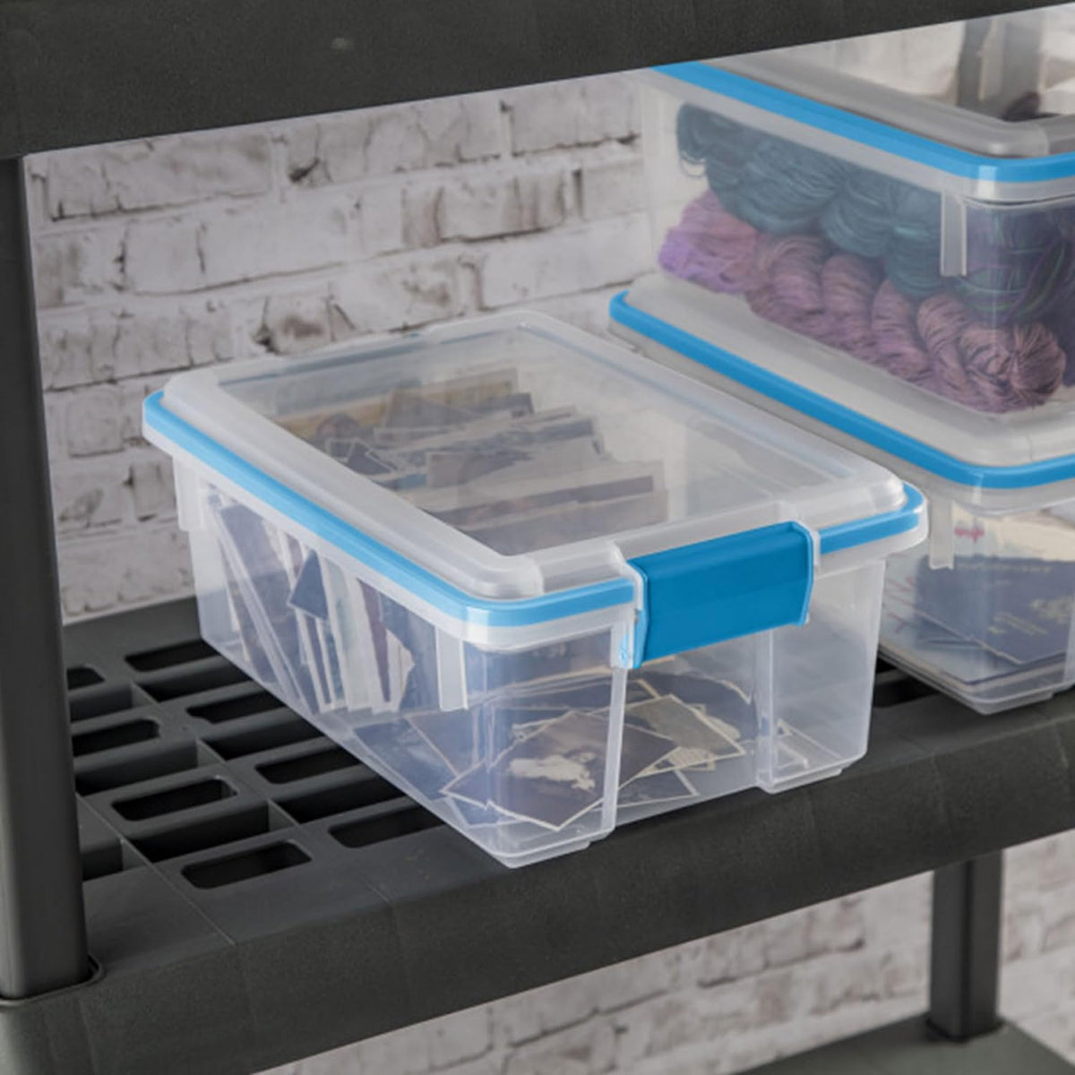 Sterilite 18-Pack Gasket Box, Weather-Resistant Storage Bins with Latching Lids, 12 Quart - Heavy-Duty Organizing Containers for Closet, Bathroom, and Office