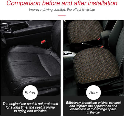 3PCS Set Car Seat Cushion for Front and Back Seat, 3D Soft Linen Breathable Auto Seat Cover, Comfort Non-Slip Rubber Bottom Universal for Most Cars (Black/Gold/3PCS)
