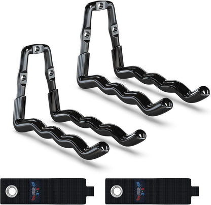 3-H Heavy Duty Garage Hooks 4 Pack, One-Piece Construction Garage Wall Hooks, Garage Hanger & Organizer Wall Mount for Ladders, Bikes, Chairs, WeedEaters, Shovels, Garden Tools (Black)