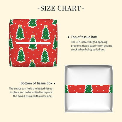 POIUBLE Christmas Trees Tissue Box Cover Leather Tissue Box Holder Square Facial Paper Organizer Dispenser for Bathroom Kitchen Bedroom Vanity Countertop Night Stands