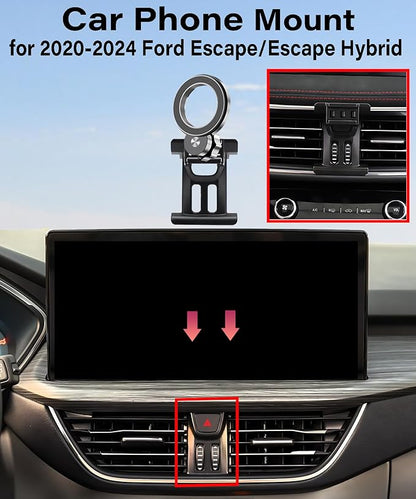 Car Phone Holder for Ford Escape 2020-2024 Escape Hybrid Accessories Compatible with MagSafe Hands-Free 360 Degree Rotation Adjustable Cell Phone Mount Does Not Affect Air Vent