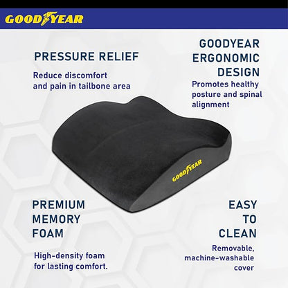 Goodyear Car Seat Cushion Curved Pillow - Seat Cushions for Office Chairs, Car Seat Back Support Pillow Tailbone Pain Relief Cushion