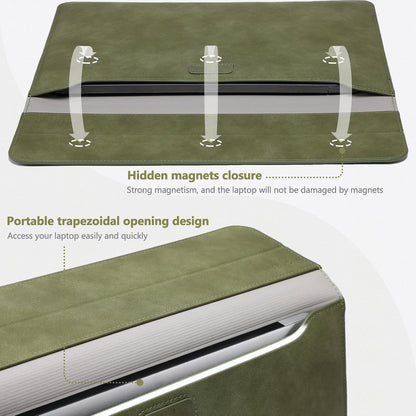 HYZUO 13 Inch Laptop Sleeve Case with Stand for 2025-2018 MacBook Air 13 M4 M3 M2 M1, 2025-2016 MacBook Pro 13 M2 M1, 13" iPad Pro/Air, Surface Pro 11/10/9, XPS 13, with Pouch, Olive Green