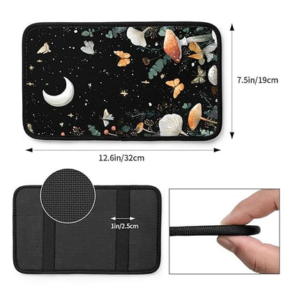 Moon Mushrooms Snails Car Auto Armrest Cushion Cover Accessories Center Console Seat Box Pad Protector Universal Decoration for Most Vehicle SUV Truck