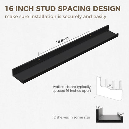 Axeman 30 Inch Floating Shelves Black | Picture Ledge Shelf Set of 2 | Rustic Picture Shelf for Wall with Ledge | Black Wall Shelves with Lip | Photo Ledges Nursery Bookshelf