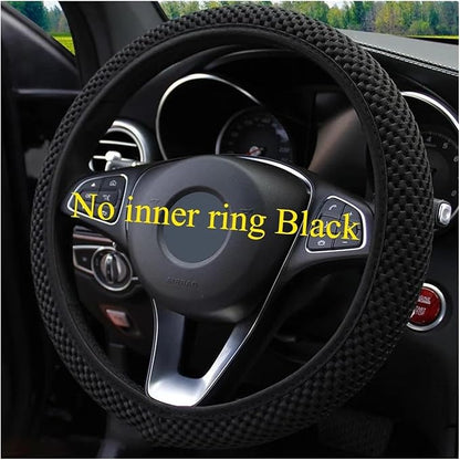 Cute Winter Plush Steering Wheel Cover - Non-Slip Warm Handlebars Decoration for Cars(Acyclic black JIU)