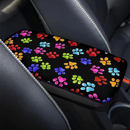 JoyLamoria Cute Footprint Car Armrest Cover Automotive Armrest Pad Cute Car Interior Decor