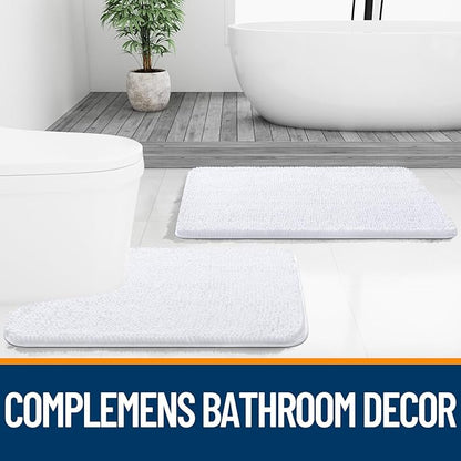 OLANLY Bathroom Rugs 44x32, Extra Soft Absorbent Chenille Bath Rugs, Rubber Backing Quick Dry, Machine Washable Bath Mats for Bathroom Floor, Tub and Shower, Home Decor Accessories, White
