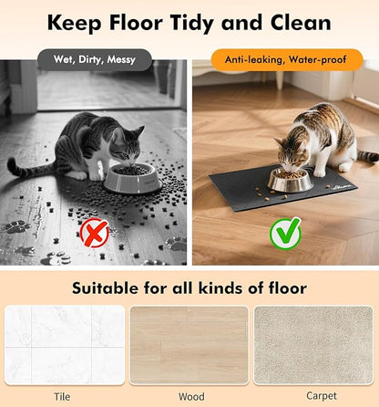 UPAWPIA Pet Food Mat Absorbent Cat Food Mat Dog Mat for Food and Water Quick Dry No Stains Dog Feeding Mat Placemat for Messy Drinkers Cat Food Mats for Indoor Cats Bowl Mats Pet Supplies 12"X20" Grey