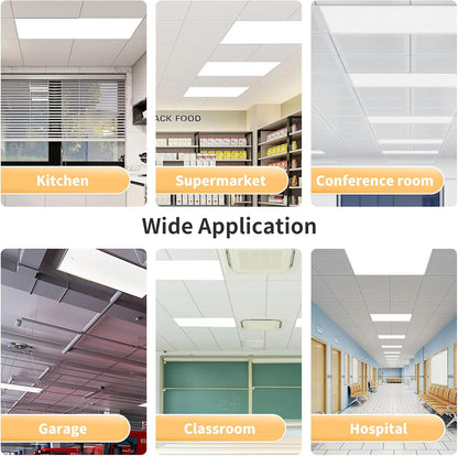 2X4 Led Flat Panel Light,0-10V Dimmable,3000K/4000K/5000K, 30W/40W/50W, Drop Ceiling Light for Mall, Officerom, Garage