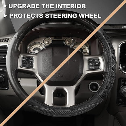 GIANT PANDA Steering Wheel Cover for Dodge Ram 1500 - Car Steering Wheel Covers for Dodge Ram 2500 3500 15.5-16 inch - Gray